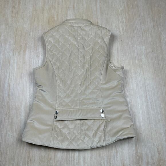 Entro Ivory Quilted Winter Full Zip Sleeveless Outdoor Casual Chic Vest Large - Picture 13 of 16